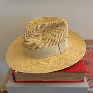 GARDENHEIR Hand Crochet Toquilla Straw Fedora Hat - Handmade in Ecuador - M / L
